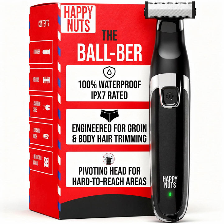 HAPPY NUTS The Ballber™ Electric Body Hair Trimmer for Men - Mens Body Groomer Kit for Privates - IP