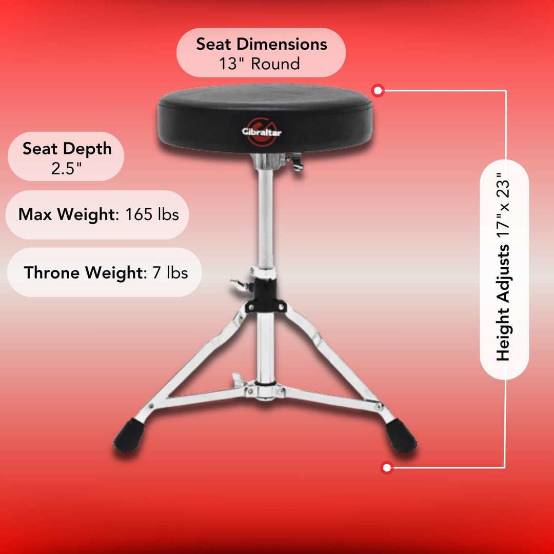 Gibraltar Schlagzeughocker, Drumhocker 5000 Series (runder SitzDurchmesser: 33cm, Vinyl Sitzfläche,