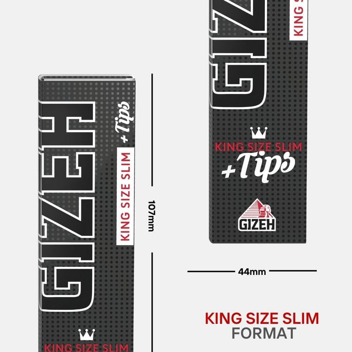 GIZEH BLACK King Size Slim + Tips - Blättchen zum Drehen - Packung mit Magnetverschluss, recyclebar