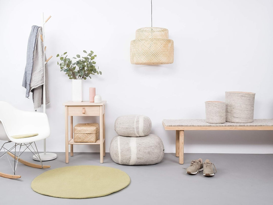 myfelt Pitt Filzteppich — Ø 50 cm, ideal für Schlaf-, Wohn-, Kinderzimmer, Flur & Bad Hellgrün 50cm