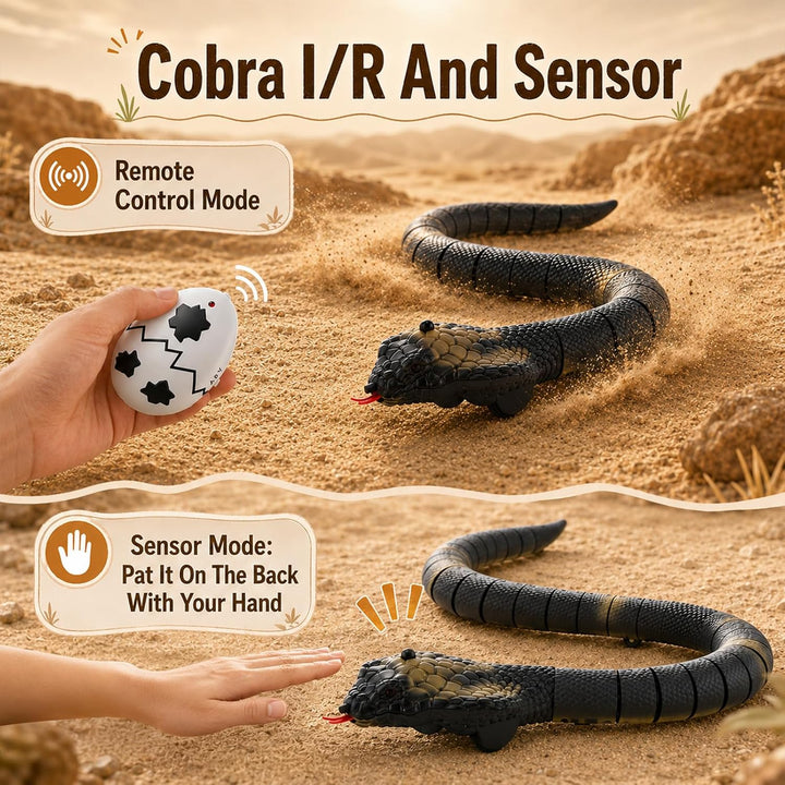 2-in-1 RC Ferngesteuerte Schlange 42 cm, Fernsteuerung & Smart Sensing Modus, Elektrische Cobra mit