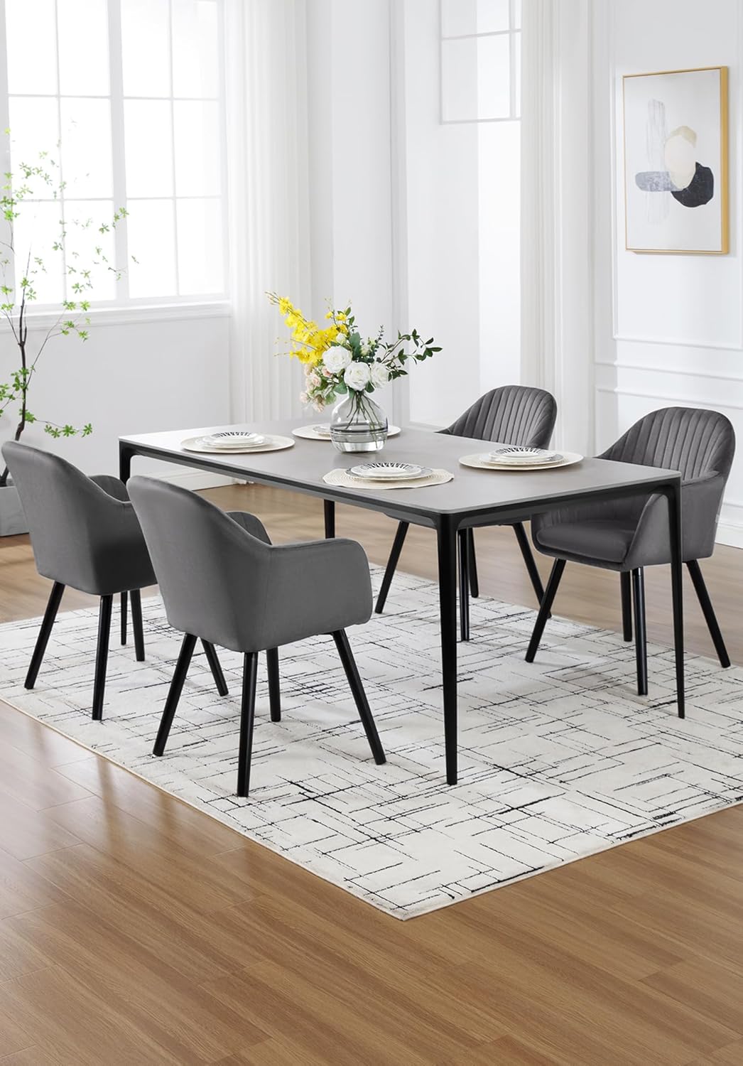 WOLTU Esszimmerstühle 2er Set, für Schlafzimmer Küche Wohnzimmer, Küchenstühle gepolstert mit Armleh