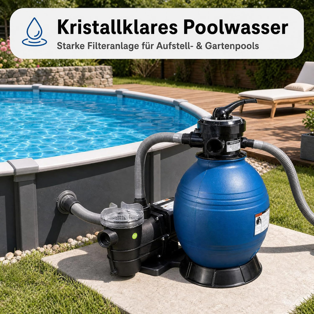 HST Profi Leis Sandfilteranlage 8 m3, 8000 Liter/Std, 250 W | Erweiterbare Filterpumpe mit geringer