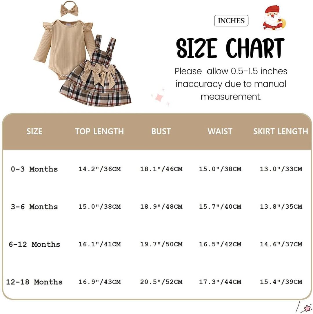 Neugeborenes Baby Mädchen Röcke Sets Rüschen Top + Plaid/Dots/Bowknot Overalls Hosenträger Kleid + S