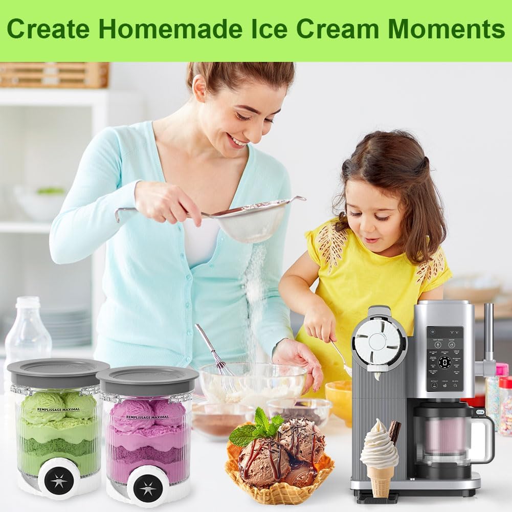 2 Stück Behälter für Ninja NC701 NC700 Swirl Creami Eismaschine, 473ML Pint Behälter BPA-frei Spülma
