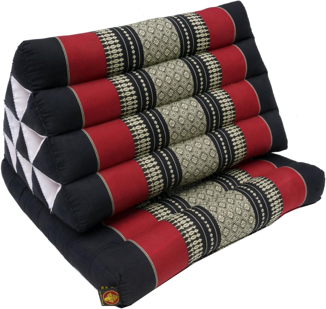 GURU SHOP Thaikissen, Dreieckskissen, Kapok, Tagesbett mit 1 Auflage - Schwarz/rot, 30x50x75 cm, Sch