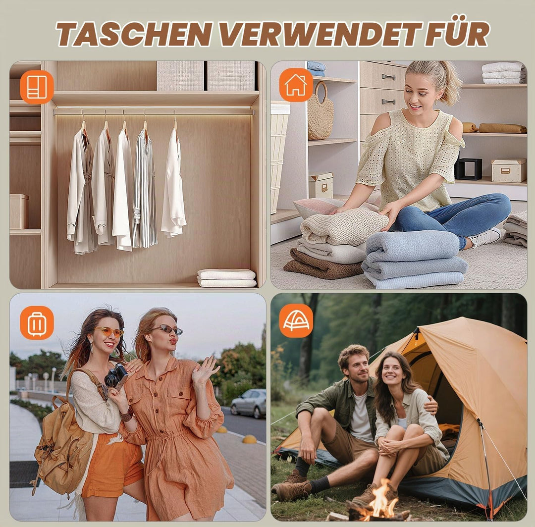 Vakuumbeutel für Kleidung, 10 Stück (4x 40x54cm, 4x 47x64cm, 2x 54x74cm), Platzsparend Vakuumierbeut