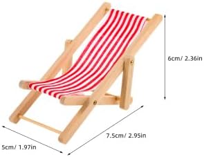 6Pcs Miniatur Strand Stuhl: Mini Holz Strandstuhl Liegestuhl Deko Puppen liegestuhl Strandkorb DIY Z
