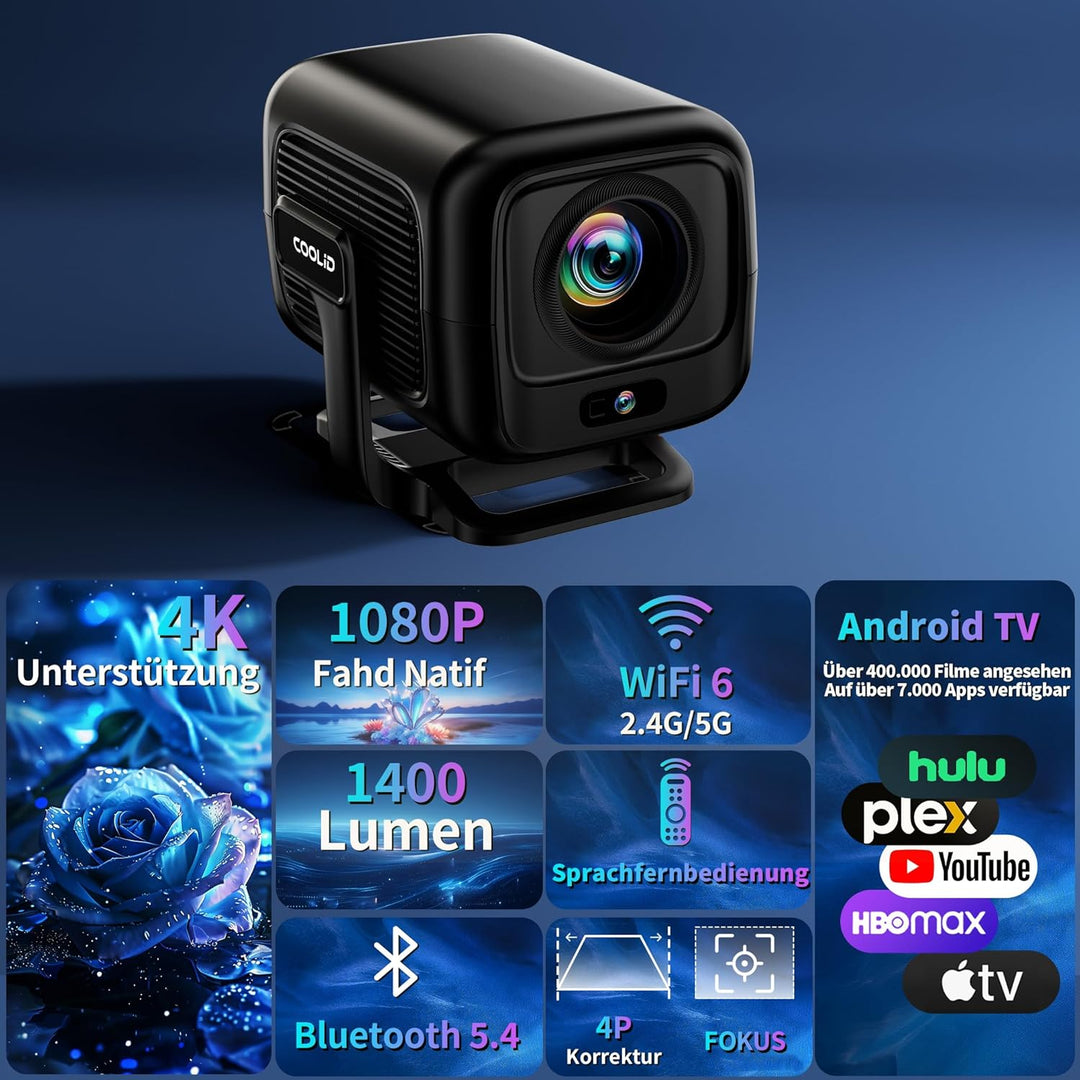Beamer 4K Projektor Native 1080P [ Autofokus & 2026 Upgraded ] Mini Beamer Mit 5G WiFi 6 und BT 5.4