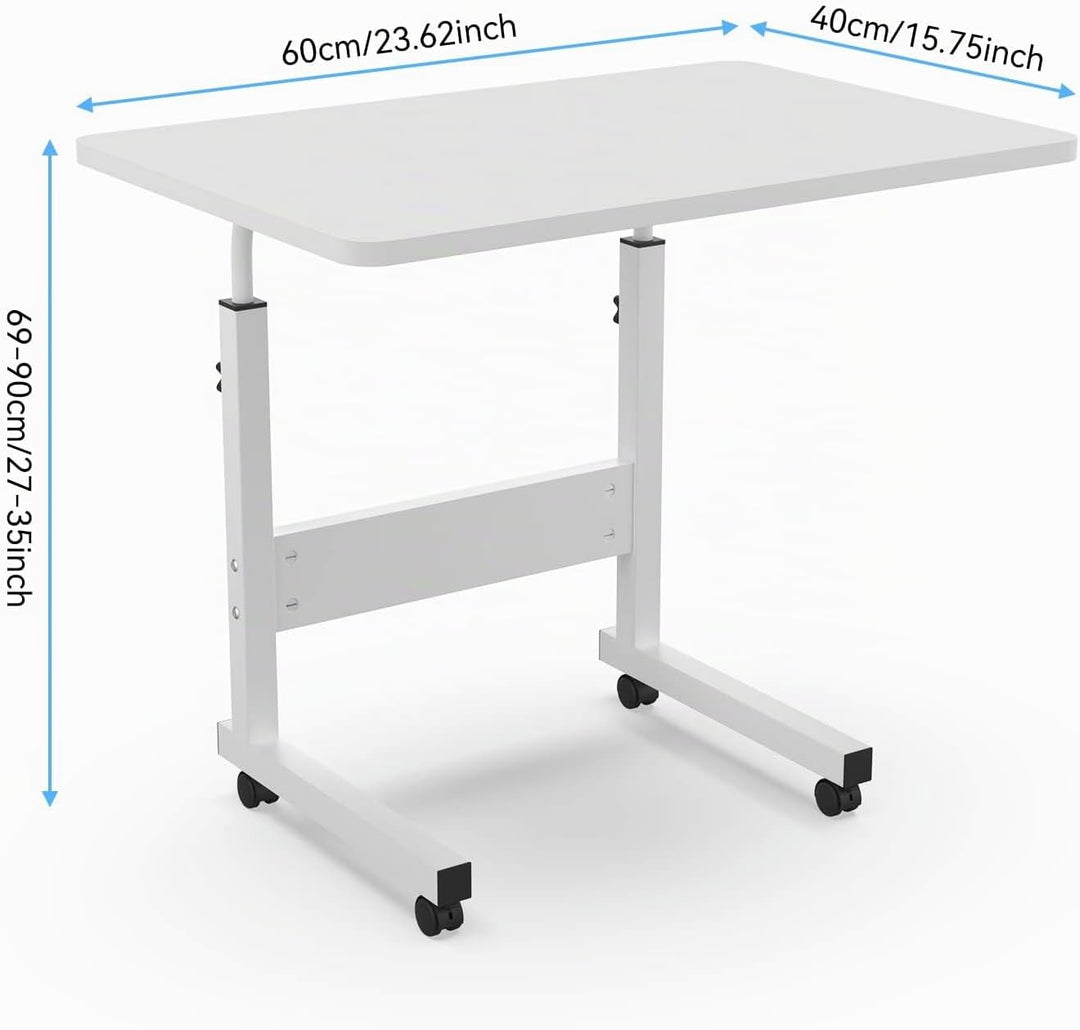 Laptoptisch mit Rollen, 60x40cm Computertisch Laptoptisch Höhenverstellbarer 69-90cm, Schreibtisch C