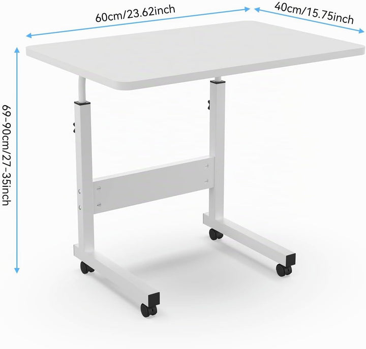 Laptoptisch mit Rollen, 60x40cm Computertisch Laptoptisch Höhenverstellbarer 69-90cm, Schreibtisch C