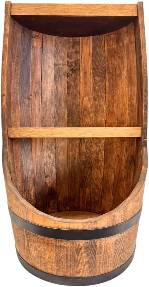 weeco Fassbar in braun. Stilvolle Hausbar aus Holz, Exklusive Weinfass mit Regal. Höhe 80x43cm - Her