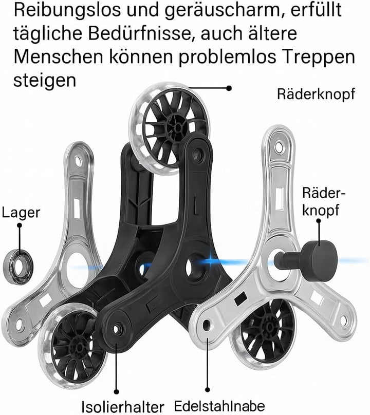 Einkaufswagen mit 35L Aufbewahrungsbox, Klappbarer Transportwagen mit Treppensteiger-Rädern, Einkauf