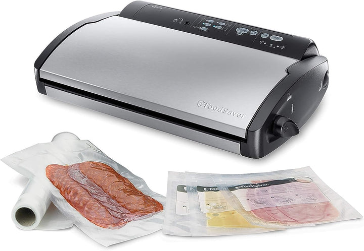 FoodSaver V2860 Vakuummaschine für trockene/nasse Lebensmittel, 100 W, Silber/Schwarz + Plastic, Rec