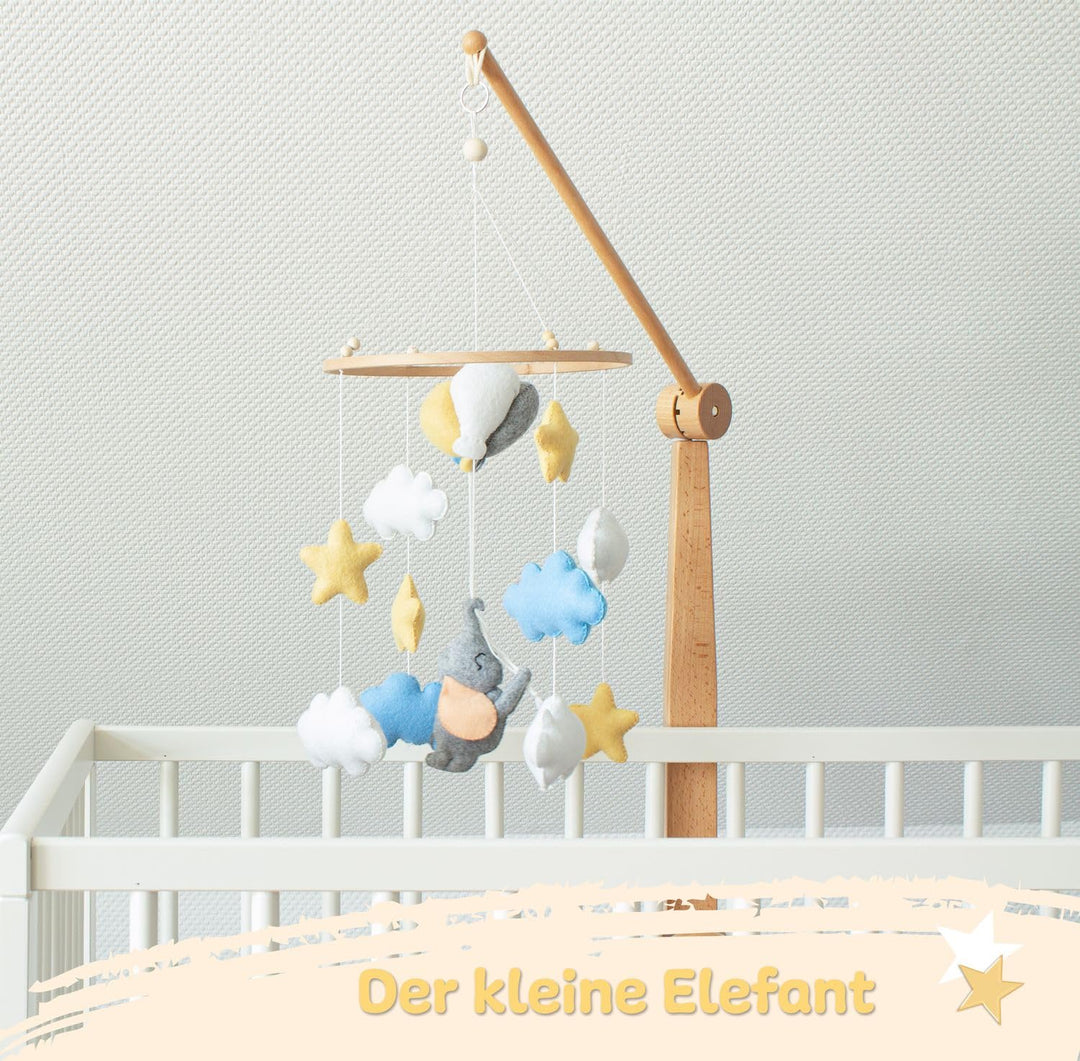 Baby mobile kleine Elefant – Baby Mobiles mit Holzring und süssen Tierchen – Perfektes Mobile für Ba