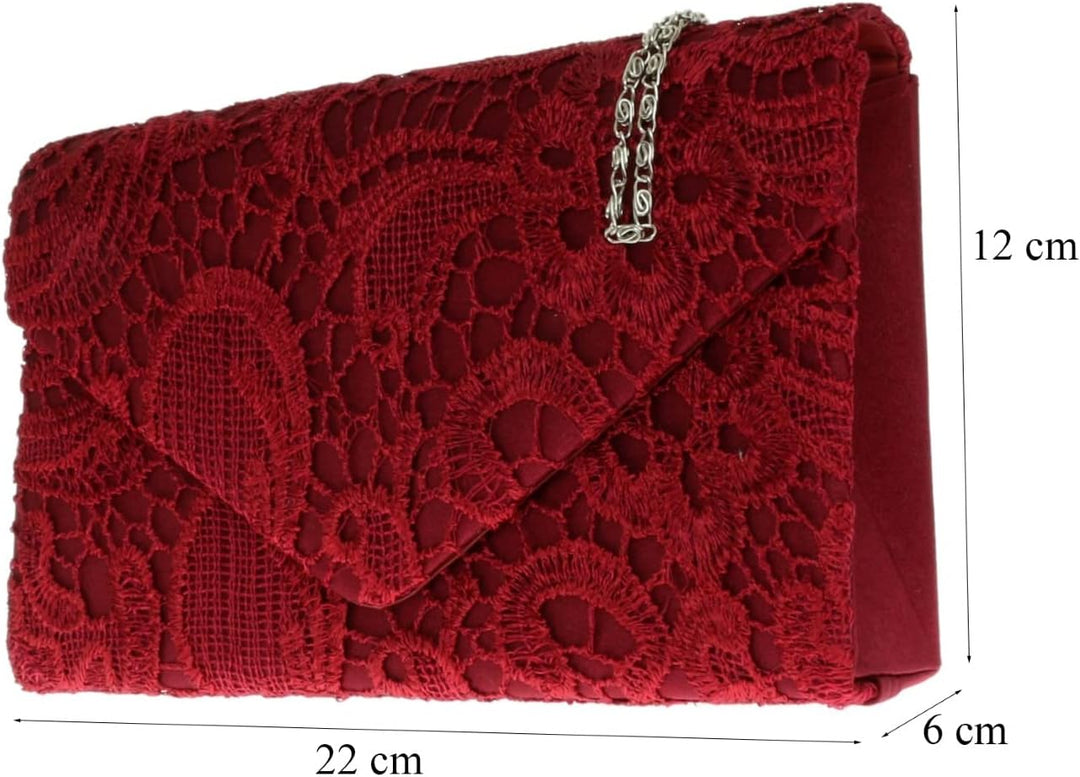 Girly Handbags Clutch aus Satinspitze Grau, Grau
