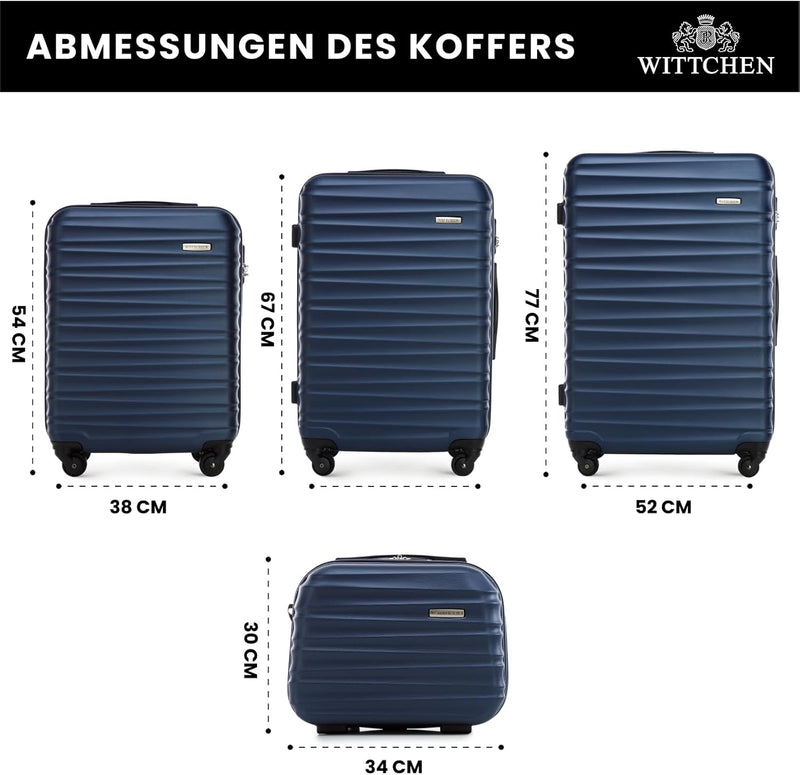 WITTCHEN Reisekoffer 4er Koffer-Set Rollkoffer Trolley Handgepäck Hartschale aus ABS mit 4 Spinner-R