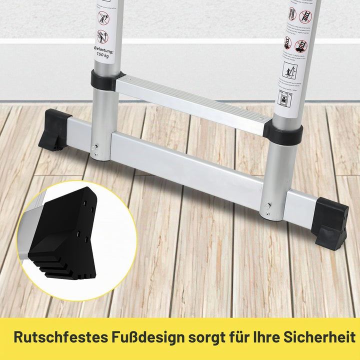 Fiqops 1,7m+2m Teleskopleiter aus Aluminium, 5+6 Stufen Klappleiter A-Rahmen Mehrzweckleiter Stehlei
