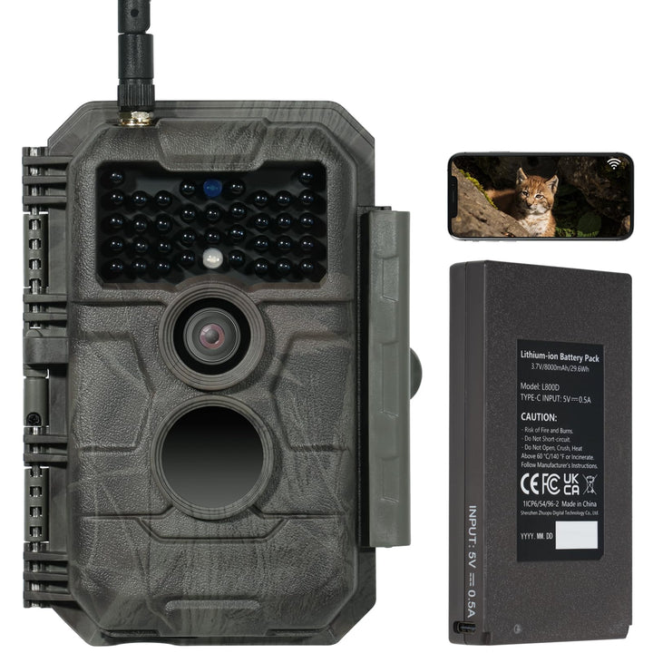 GardePro E6P Wildkamera WLAN, Wiederaufladbare 8000mAh Batterie 64MP 1296P, Wildtierkamera mit beweg