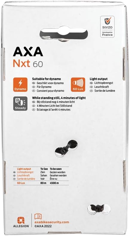AXA Dynamo-LED-Scheinwerfer Nxt 60 Steady Switch schwarz | 60 Lux | SB-Verpackung