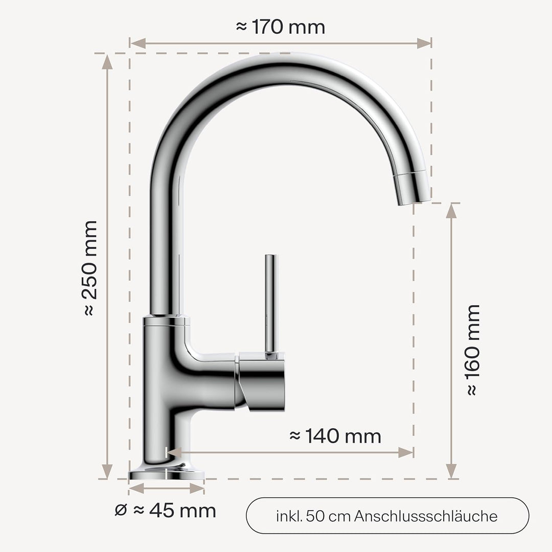 Waschbeckenarmatur WT14 | Wasserhahn Bad | Badarmatur für Waschbecken | Einhebelmischer Bad | Mischb