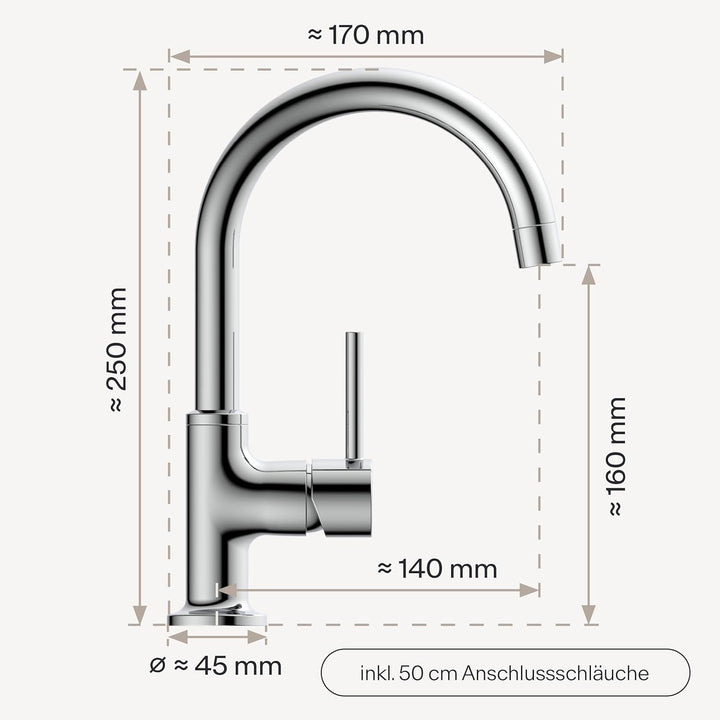 Waschbeckenarmatur WT14 | Wasserhahn Bad | Badarmatur für Waschbecken | Einhebelmischer Bad | Mischb