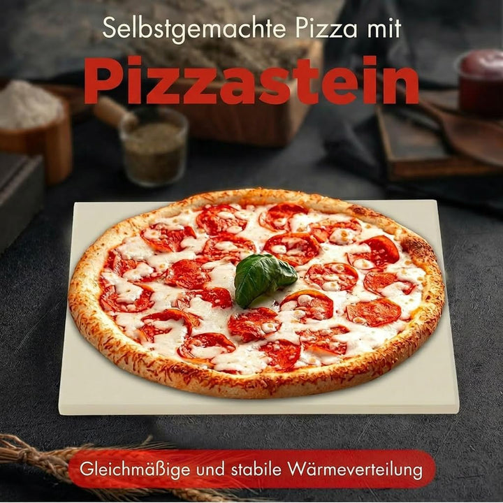 Pizzastein 35.2 x 35.2 cm aus Cordierit, 12 mm – XXL Pizzastein für Backofen, Grill &amp; Pizzaofen, hit
