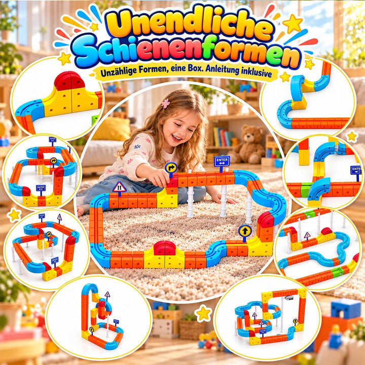 154 Pcs Elektrisches Eisenbahn Set DIY Zugstrecken Spielzeug