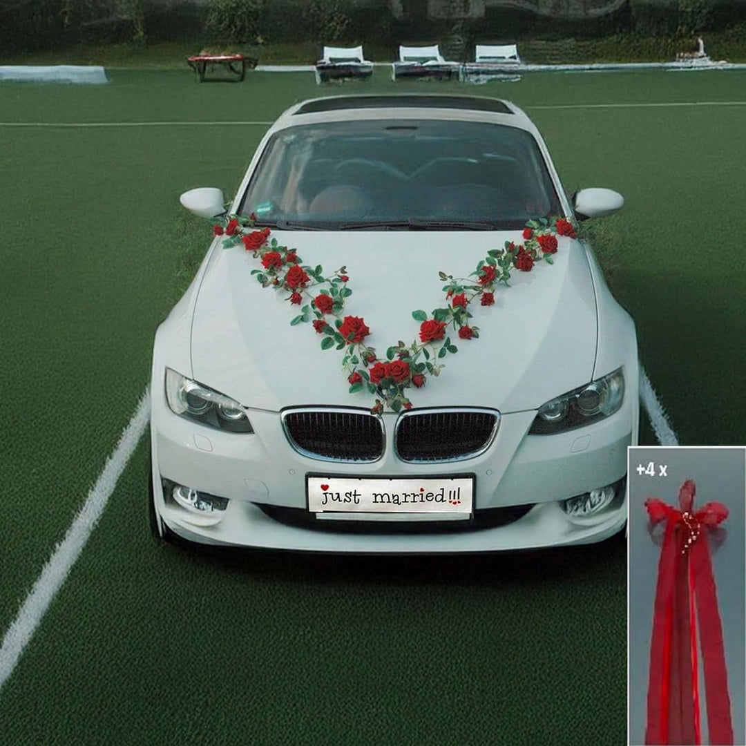 Rosen Girlande Braut Paar Rose Deko Dekoration Autoschmuck Hochzeit Car Auto Wedding ®Auto-schmuck D