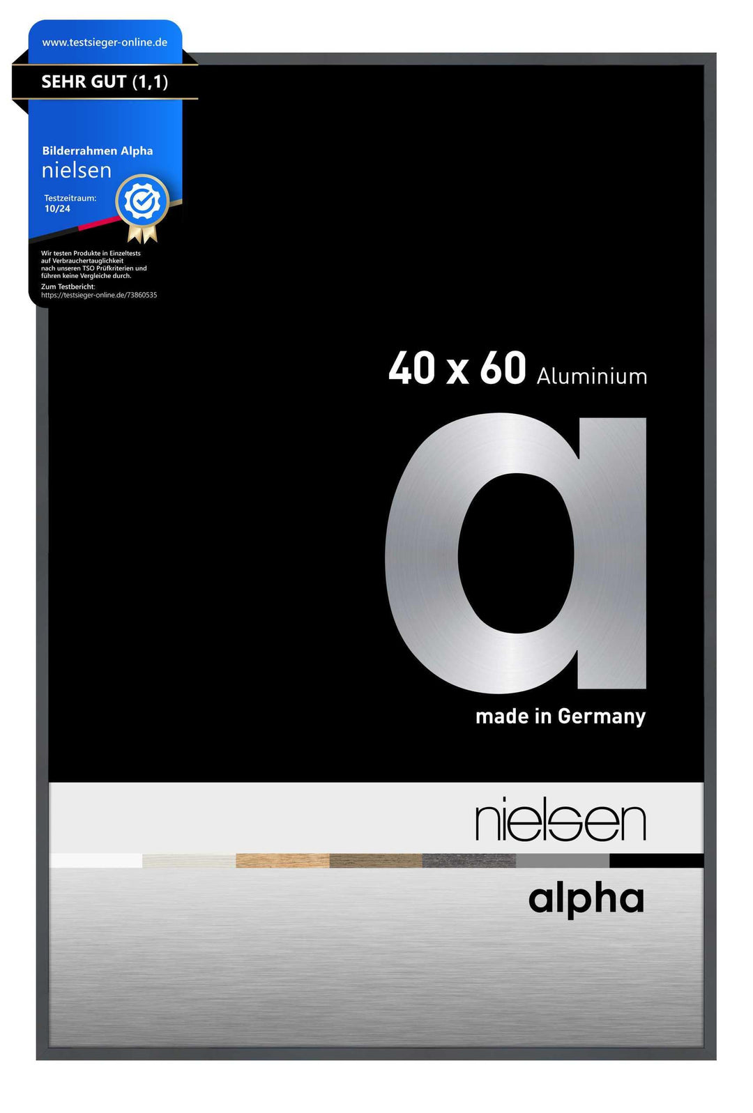 nielsen Aluminium Bilderrahmen Alpha, 40x60 cm, Dunkelgrau Glanz Dunkelgrau Glanz 40 x 60 cm, Dunkel