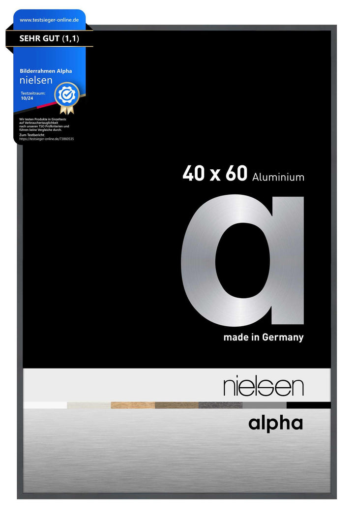 nielsen Aluminium Bilderrahmen Alpha, 40x60 cm, Dunkelgrau Glanz Dunkelgrau Glanz 40 x 60 cm, Dunkel