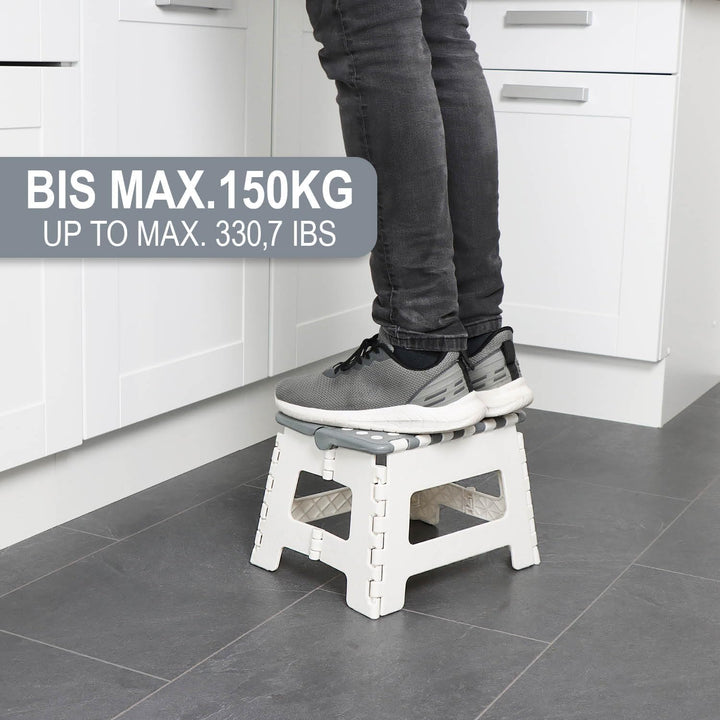 com-four® Klapptritt mit Gumminoppen - Faltbarer Tritthocker - tragbare Aufstiegshilfe für Haushalt,