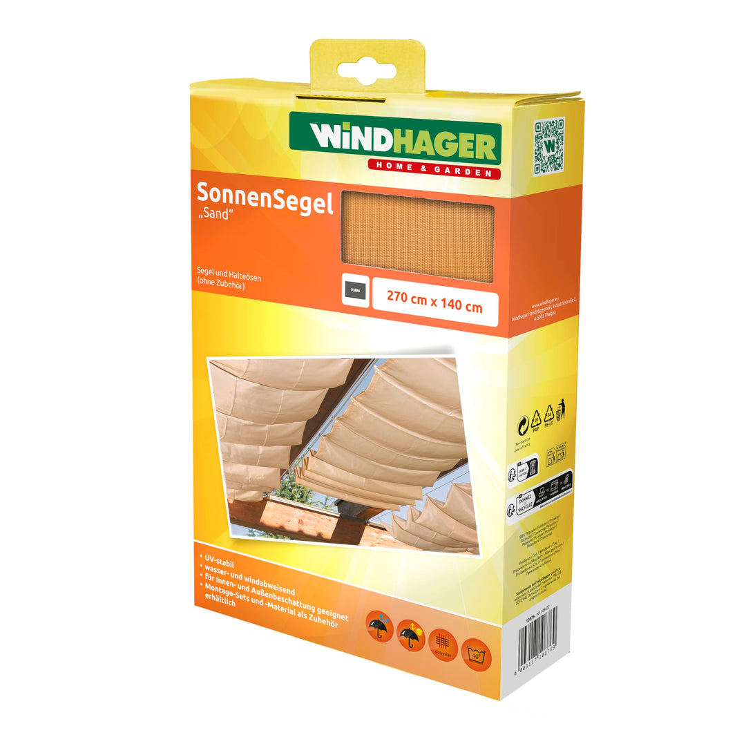 Windhager Sonnensegel für Seilspanntechnik, Wintergarten und Terrassen Beschattung, Seilspannmarkise