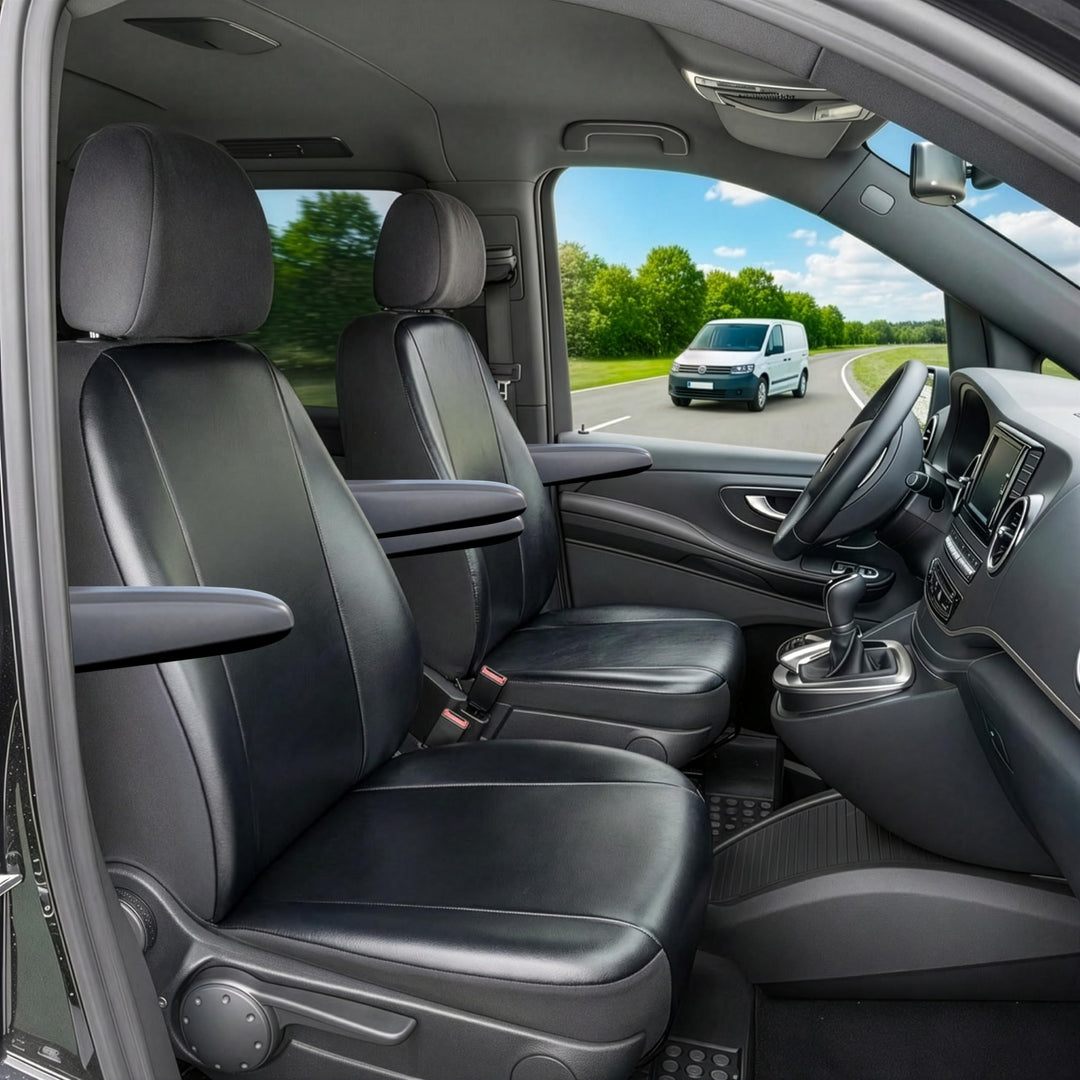 Walser Transporter Sitzbezüge Auto kompatibel mit Mercedes-Benz Viano/Vito, 2 Einzelsitze mit Armleh