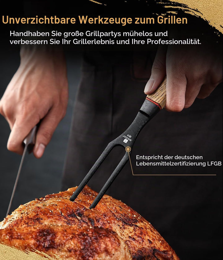 XINZUO Fleischgabel 31,5cm Tranchiergabel 430 Edelstahl -Serviergabel Steakgabel professioneller mul