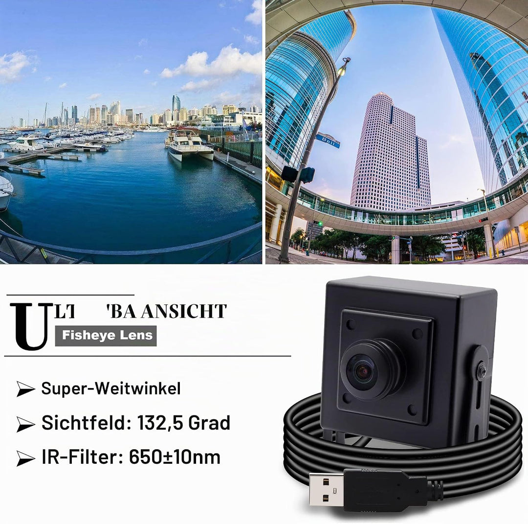 Svpro 8MP USB-Kamera Fisheye 180 Grad UltraweitwinkelWebcam, hochauflösende 3264x2448 USB-Kamera mit