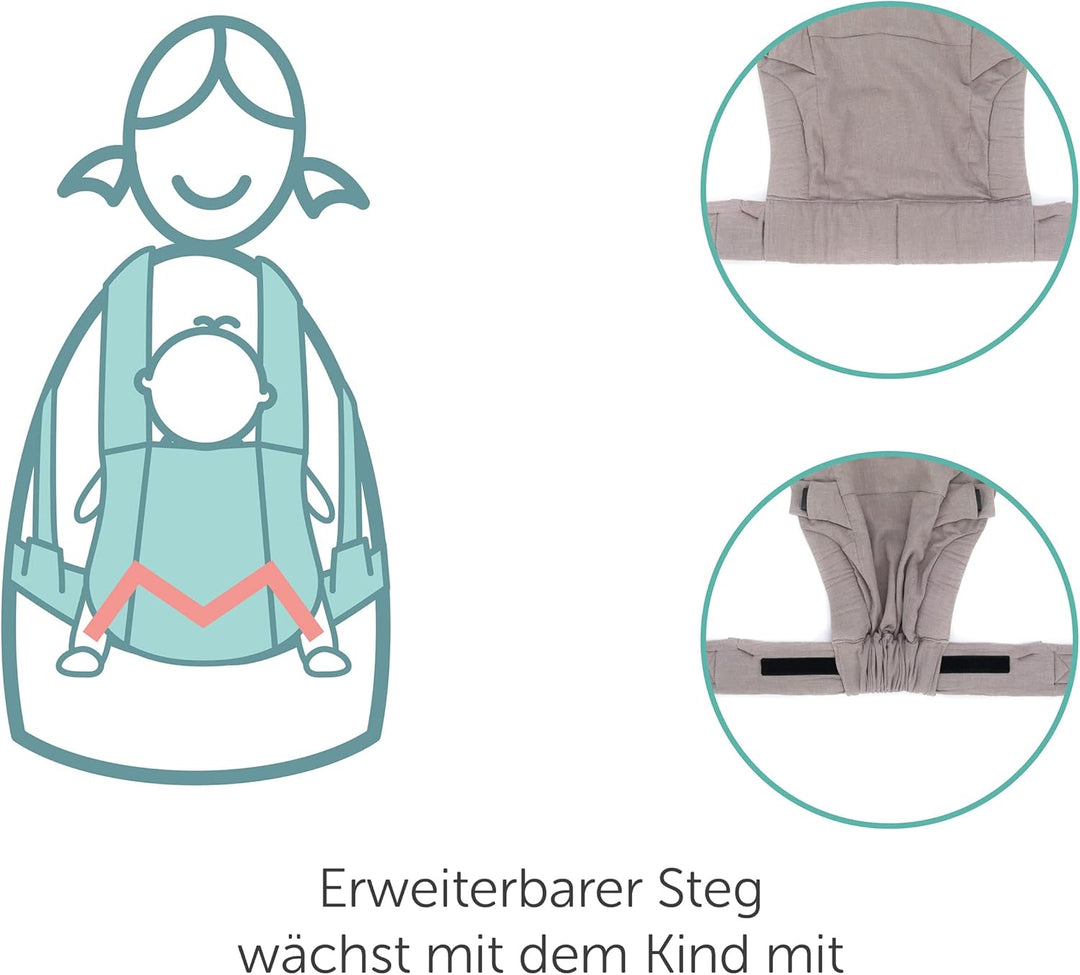 Fillikid Babytrage Natural - Kindertrage aus Baumwolle und Brennesselfaser Stoff, multifunktionale T