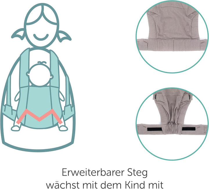 Fillikid Babytrage Natural - Kindertrage aus Baumwolle und Brennesselfaser Stoff, multifunktionale T