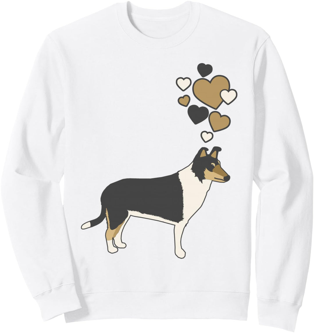 Glatter Collie mit Herzen Sweatshirt