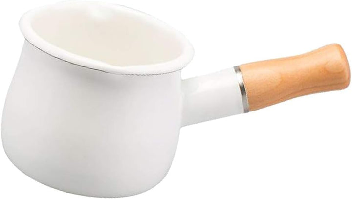 550ml Antihaft Klein Milchtopf Milchpfanne mit Holzgriff für Induktion Gasherd Weiss, Weiss