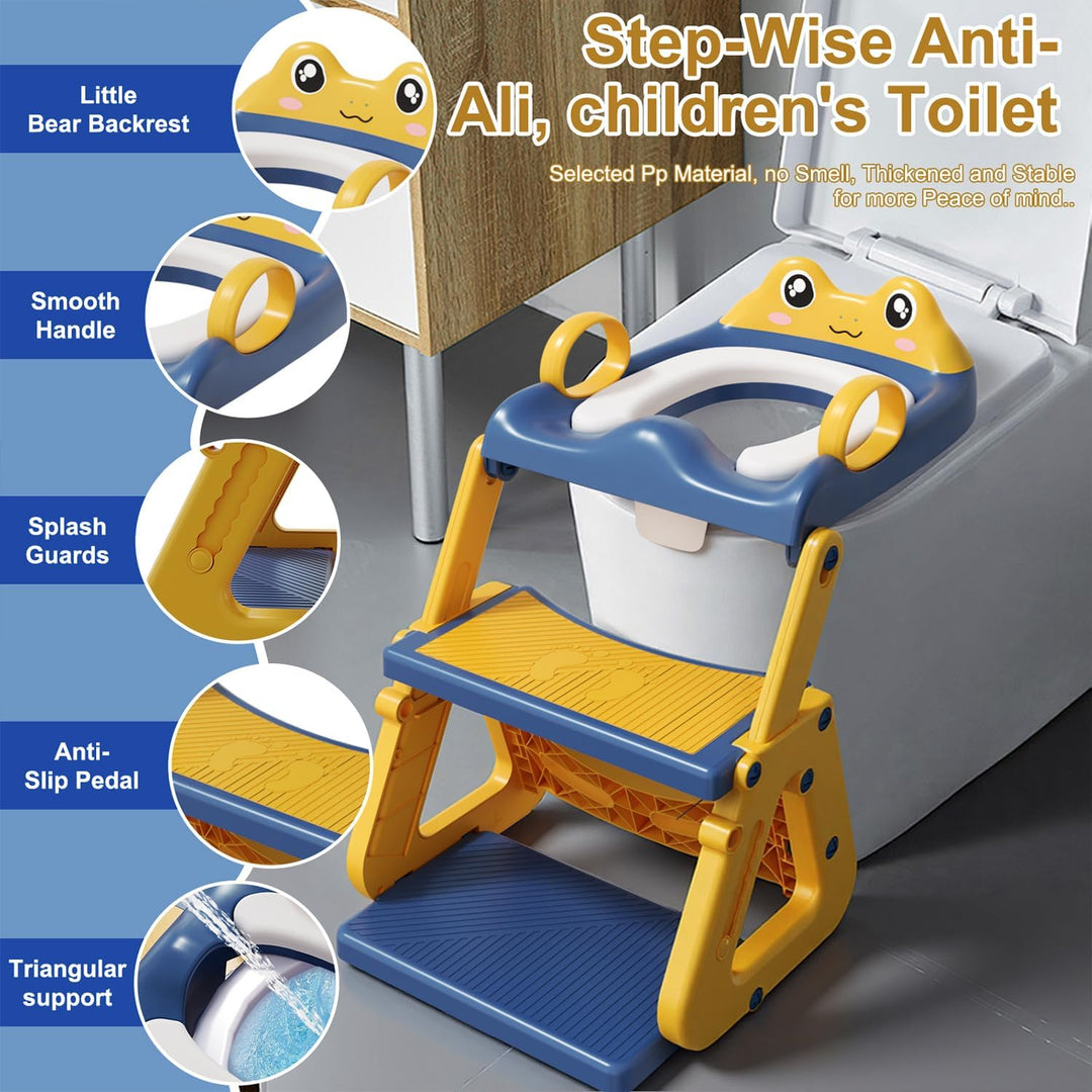 Toilettensitz Kinder mit Treppe,Stabil Kinder Toilettensitz mit Dreiecksstruktur,3 in 1 Toilettentra