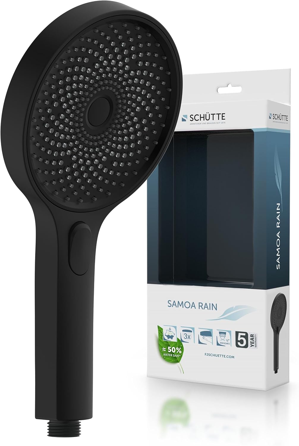 SCHÜTTE Handbrause SAMOA RAIN | Samtstrahl-Technologie | Duschkopf mit über 300 Düsen | 3 einstellba