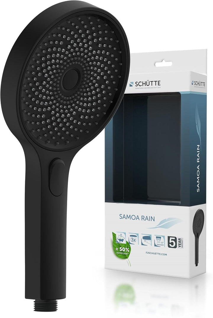 SCHÜTTE Handbrause SAMOA RAIN | Samtstrahl-Technologie | Duschkopf mit über 300 Düsen | 3 einstellba