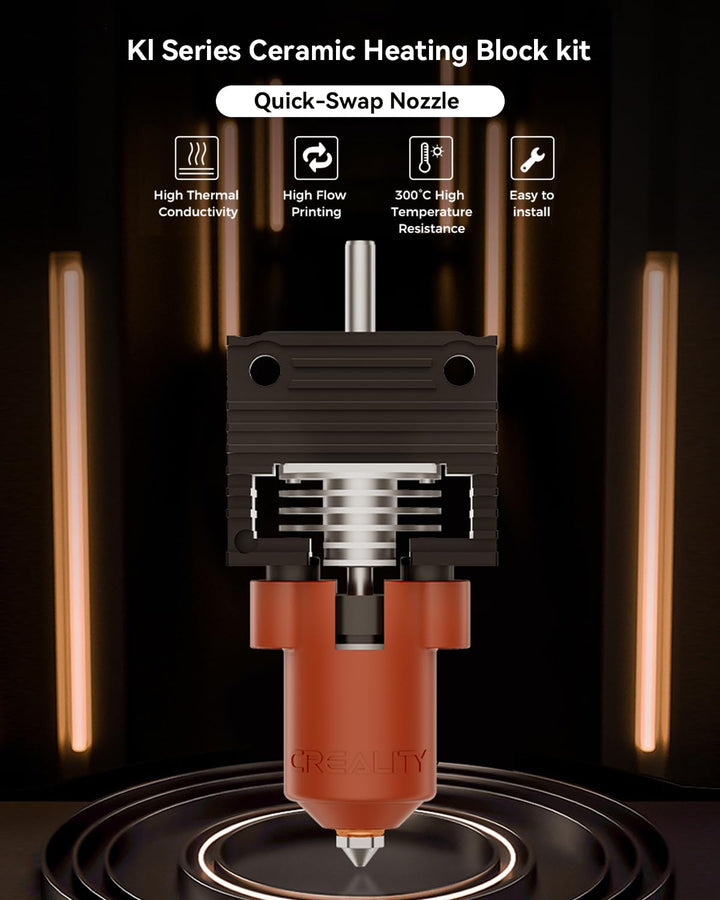 Creality Offizielle K1 SE/K1C/K1 Max/K1 Upgrade Keramik Heizblock Kit, Schnellwechsel-Düsen-Kit, unt