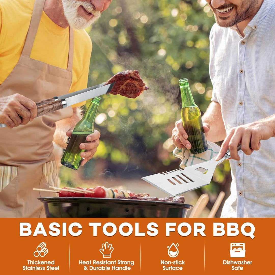 DRAGON RIOT Grillbesteck Set aus Edelstahl, 29 Stücke Grillset für Männer Geschenk, Premium Grill Zu