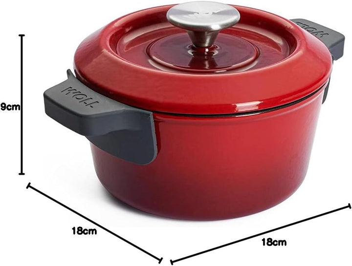 Woll Iron Gusstopf mit Deckel und Silikongriffen - Induktiv -, Ø 18 cm, 9 cm hoch, 1,8l - Geeignet f
