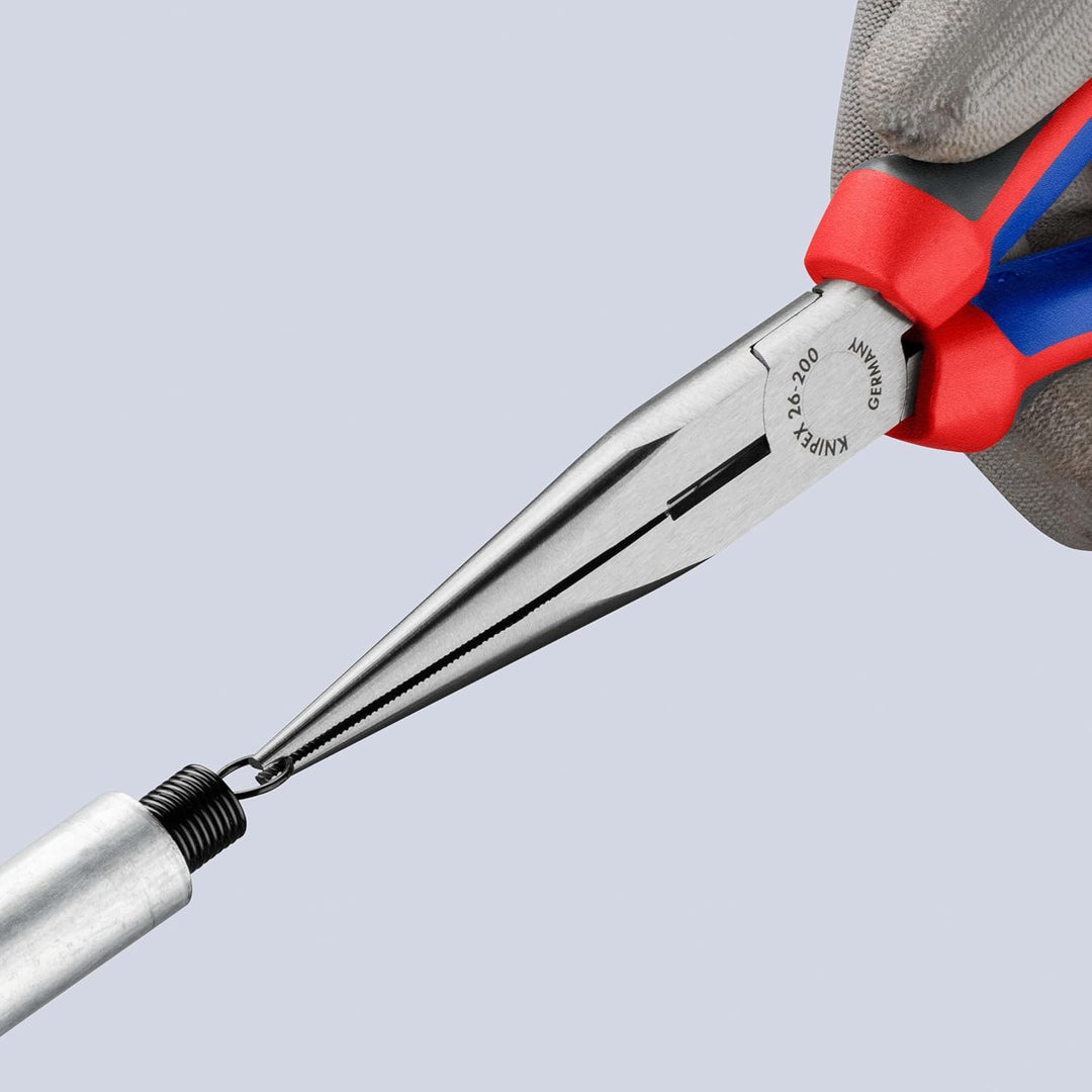 KNIPEX Flachrundzange mit Schneide, 200 mm, Chrom-Vanadium Stahl, formstabil bei Verwindung durch el