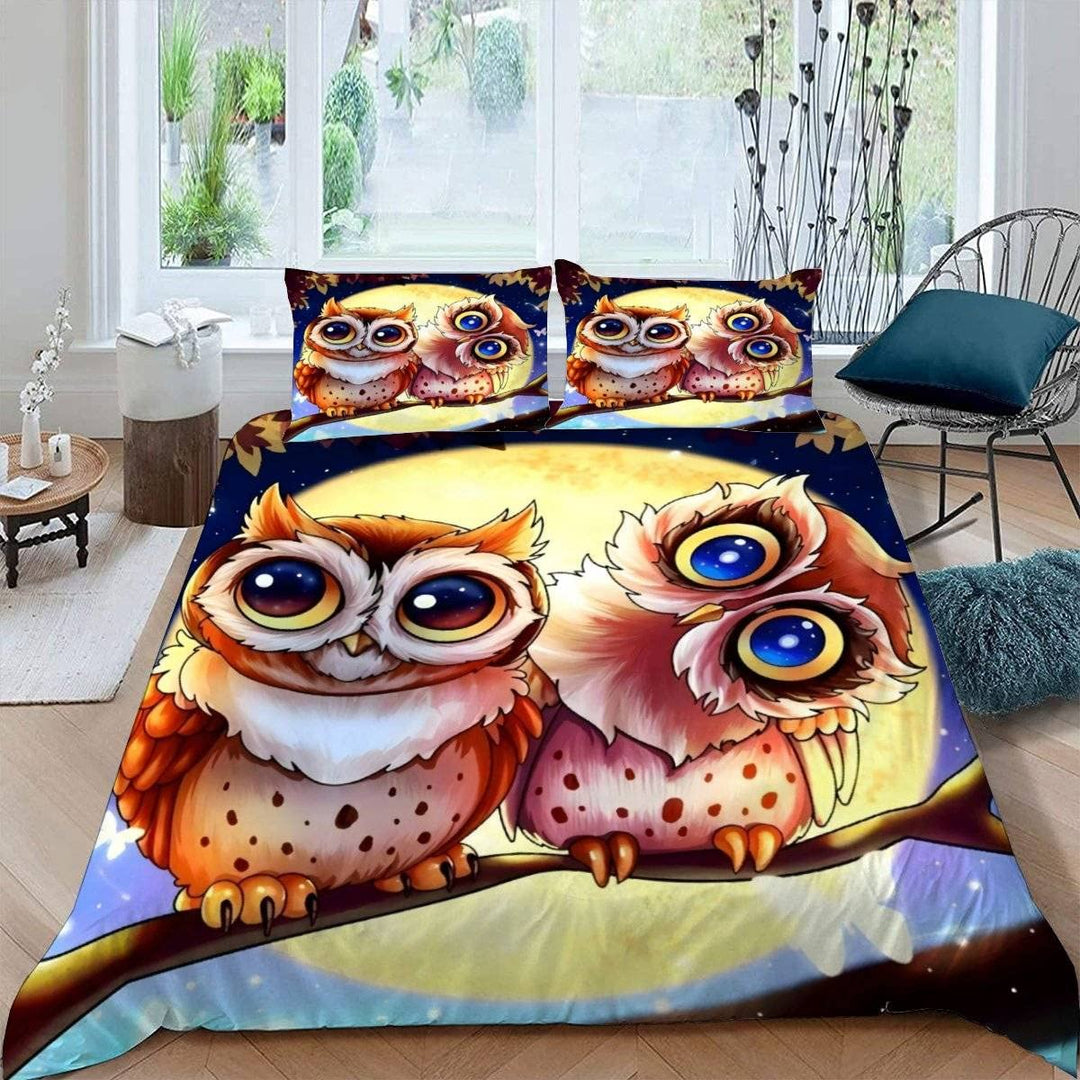 ALABOW Kawaii Eule Bettwäsche Set 135x200 cm 2teilig mit Reissverschluss Weiche und Angenehme Schlaf