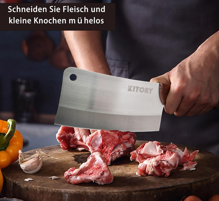 Kitory Hackmesser 18cm, Fleichmesser Extrem Scharf Chinesisches Küchenmesser, Metzgermesser mit Hoch