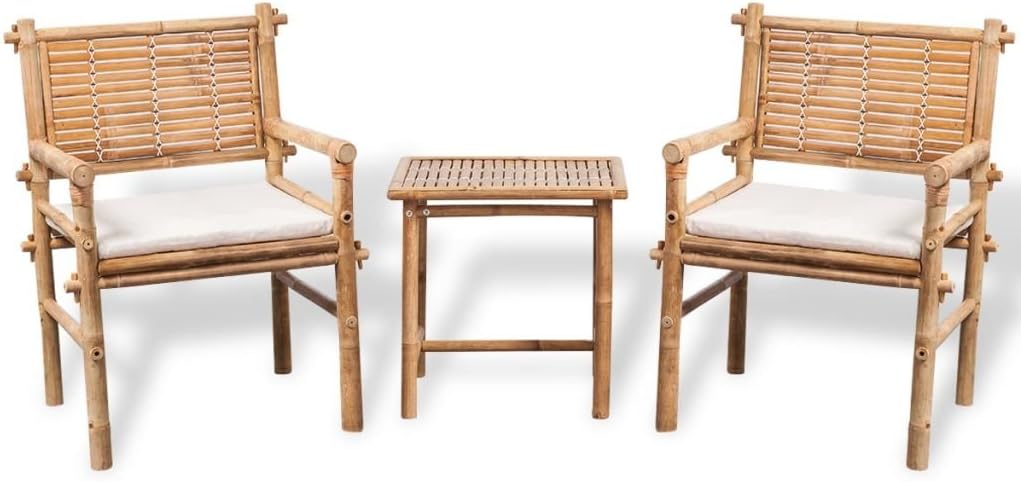 Festnight Bistro-Set mit Beistelltisch und Sitzkissen Gartentisch Set Garten Essgruppe | 1 Tisch+ 2